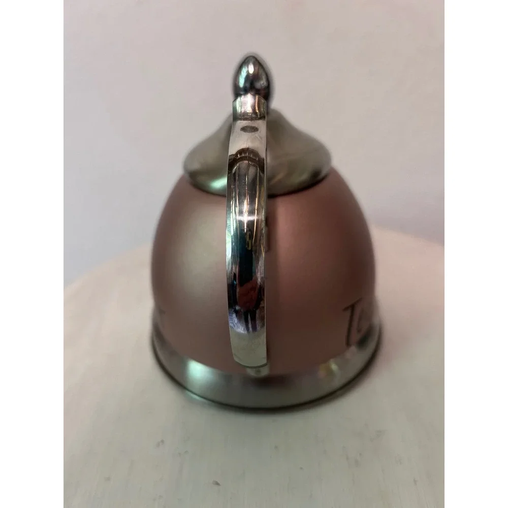 Tea for Two Pink Metallic Stainless Steel Teapot‎ with Mesh Infuser Basket